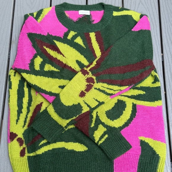 Dries Van Noten Sweaters - DRIES VAN NOTEN Marshmallow Floral-intarsia Wool-blend Sweater